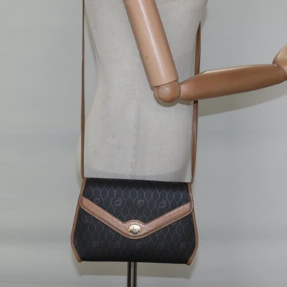 Christian Dior Honeycomb Canvas Shoulder Bag PVC Black - Picture 15 of 16